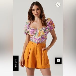 ASTR Paola floral puff sleeve shirt